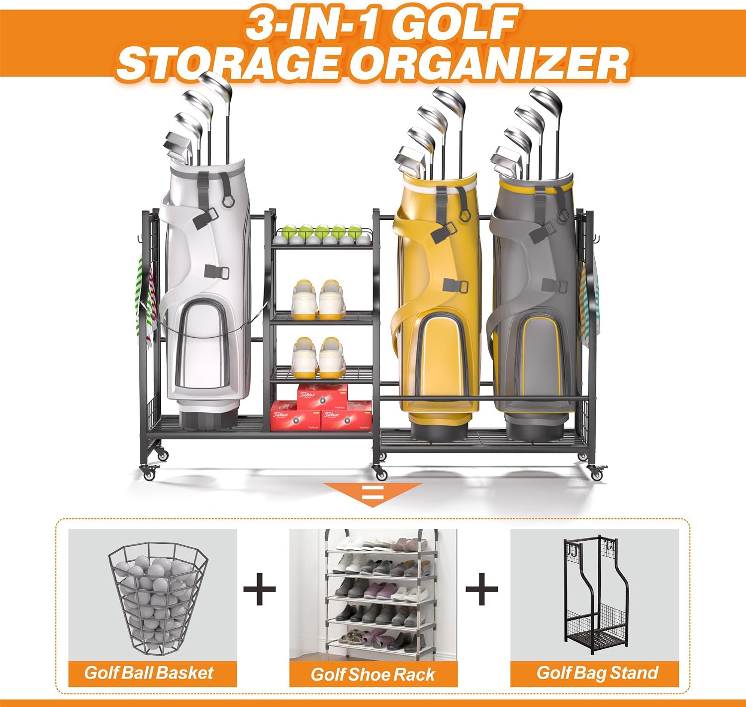 Organizador de bolsas de golf, - Sports Equipment Garage Organizer reseña y precio
