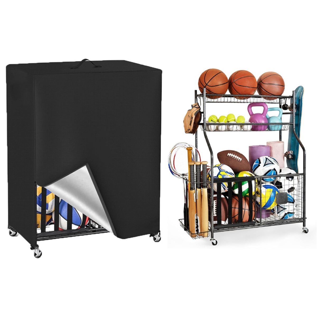 Cubierta para estante de balon - Sports Equipment Garage Organizer reseña y precio