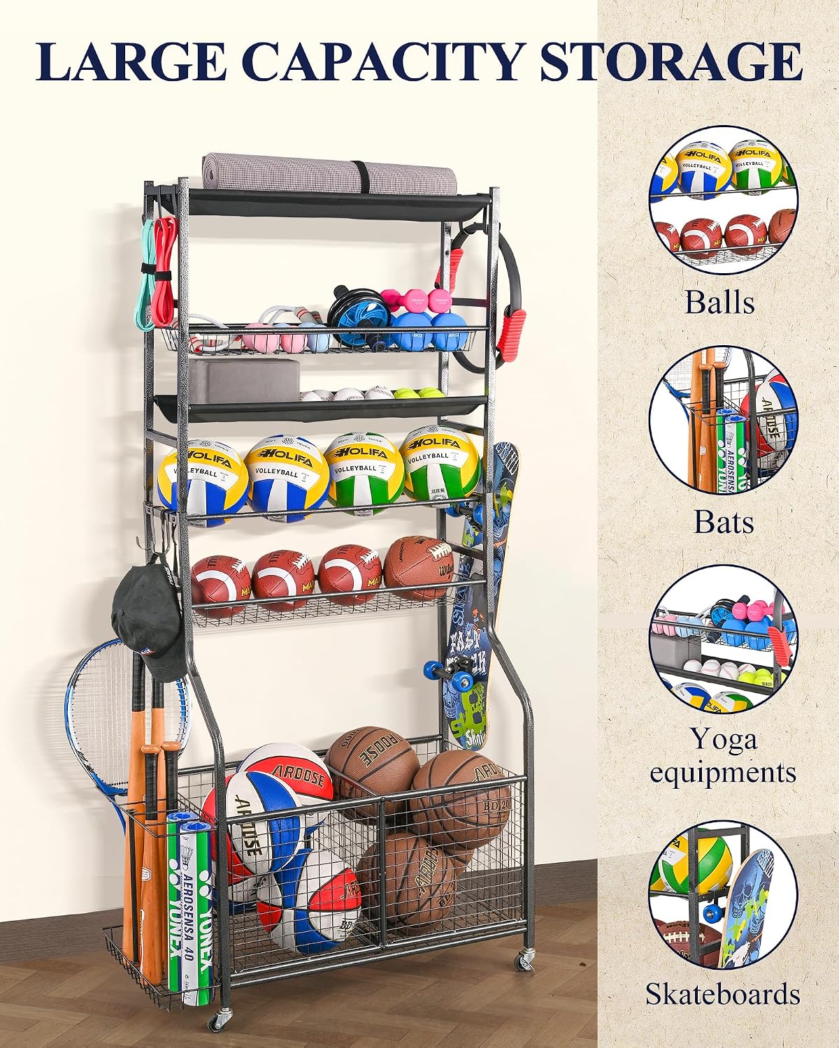 Organizador de garaje para equ - Sports Equipment Garage Organizer reseña y precio