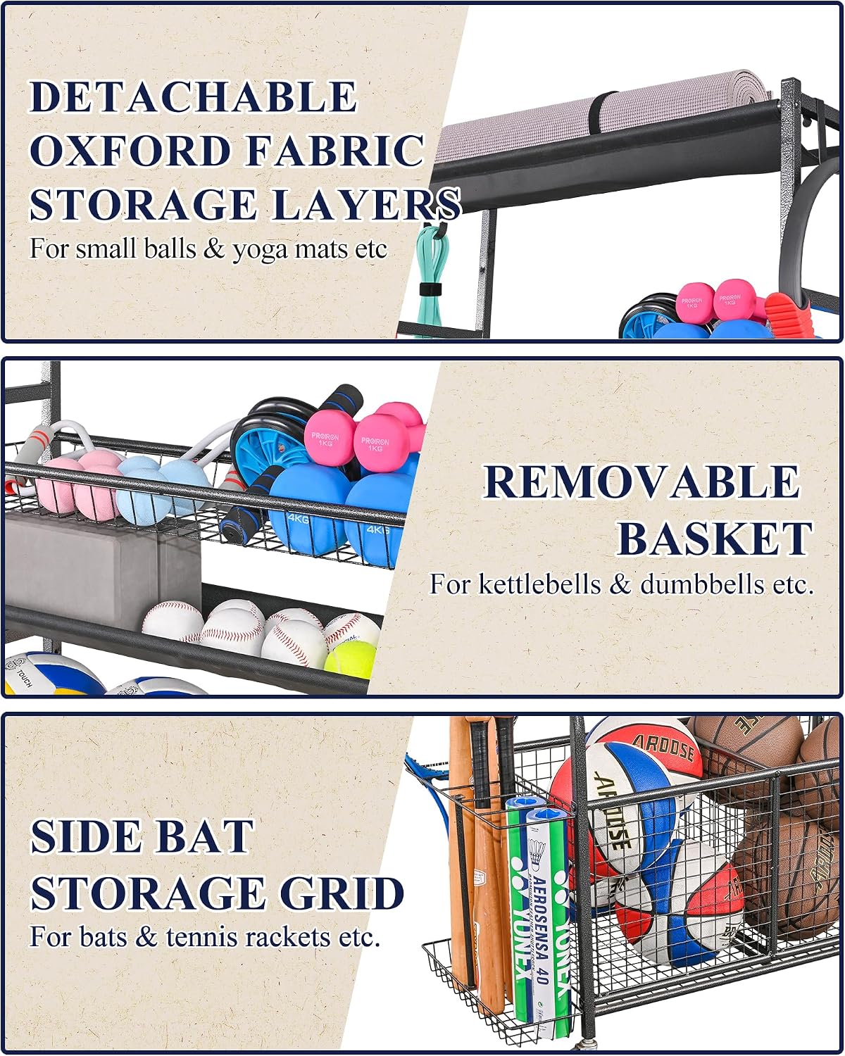 Organizador de garaje para equ - Sports Equipment Garage Organizer reseña y precio
